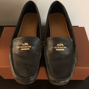Coach black leather loafers